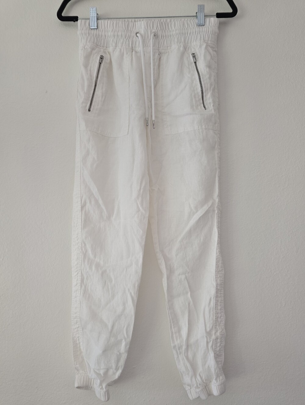 Athleta Linen White Drawstring Jogger Pants
